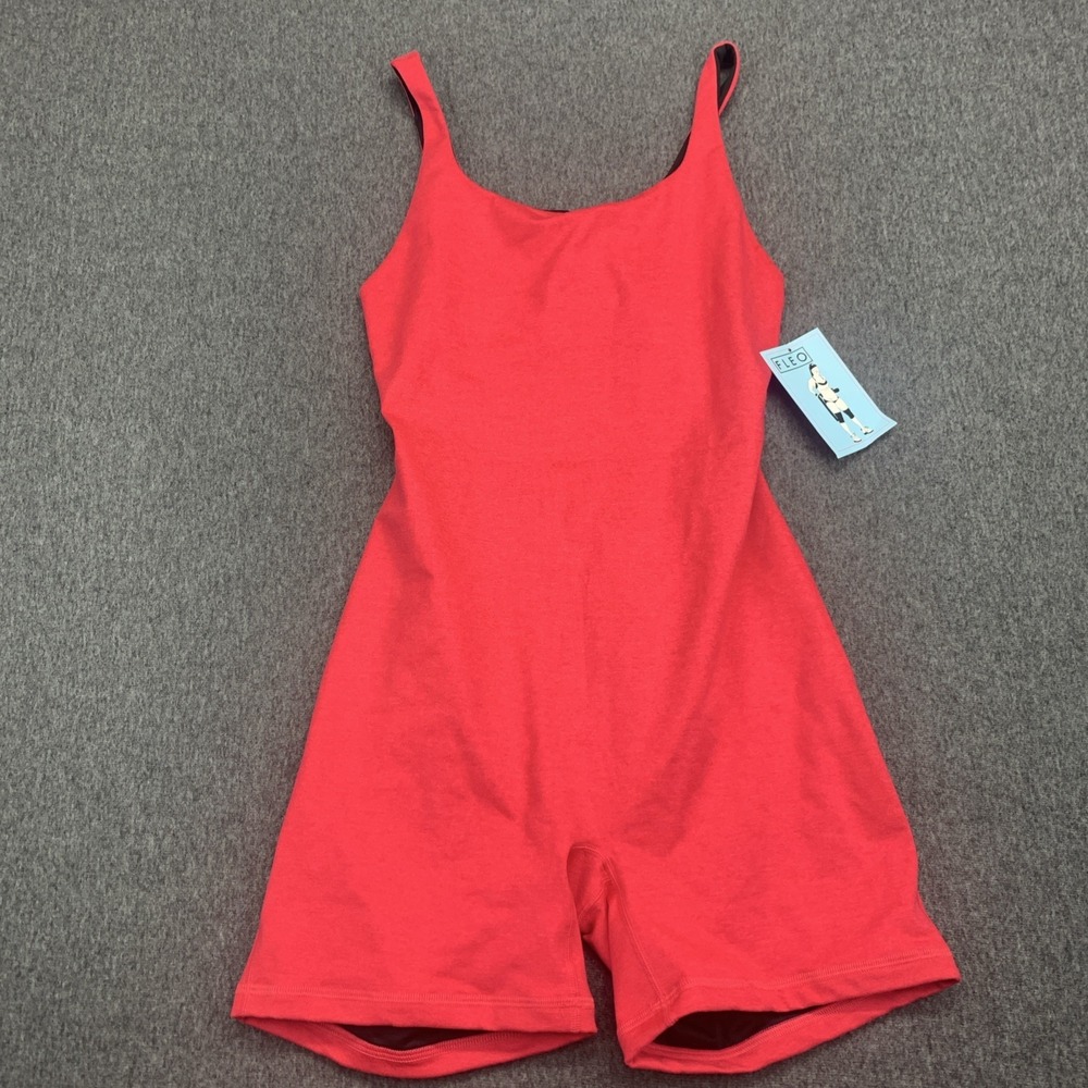 NWT Fleo Bodysuit Women's L Pink Open Back Jumpsuit One Piece Weightlifting